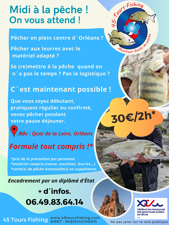 Entre midi et deux Loiret Orléans 45 Tours Fishing Moniteur Guide de Pêche