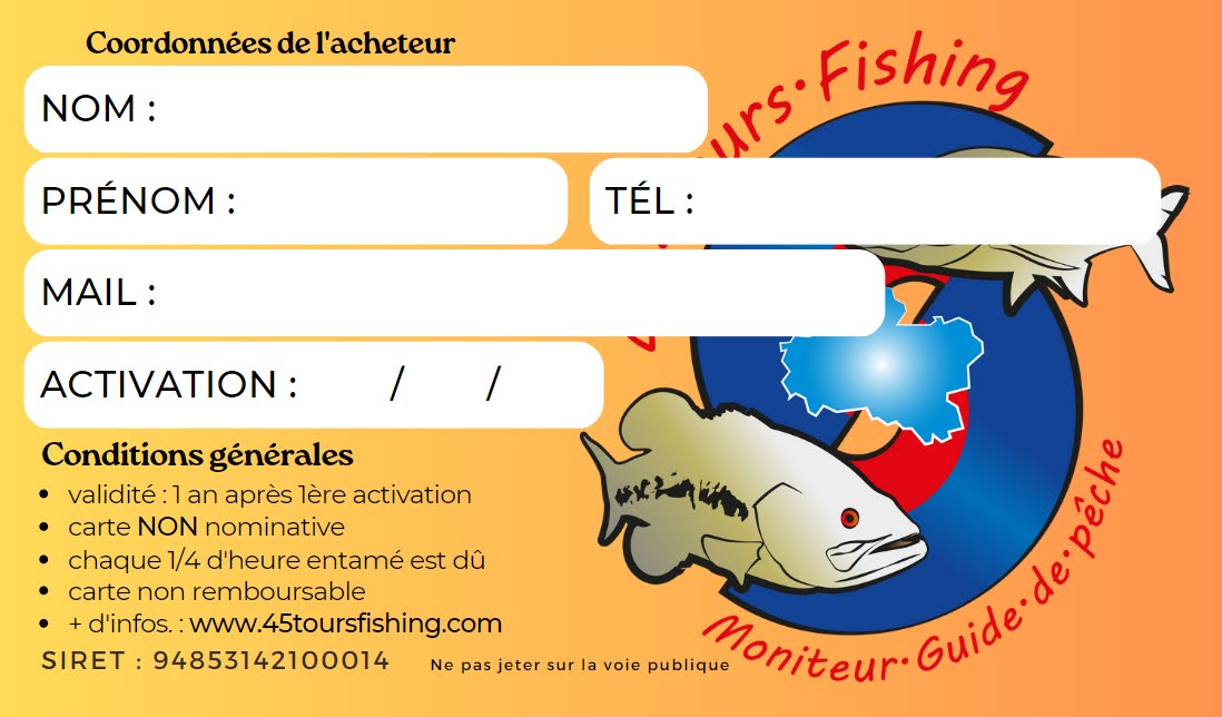 Carte Heure verso 45 Tours Fishing Moniteur Guide de Pêche